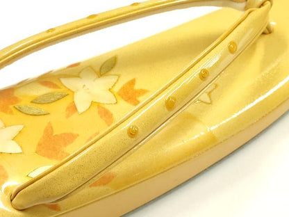 平和屋着物●和装小物　和装草履　銀座 ぜん屋　花柄　金彩　共箱付き　逸品　AABH4291ay