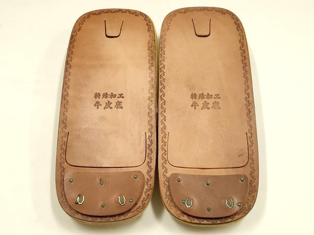 平和屋着物●男性　和装小物　雪駄　畳表風　牛皮底　逸品　未使用　AABH4300ay