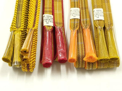平和屋着物●和装小物　上質な帯締め5本セット　本場黄八丈　逸品　全て未使用　AABH4326ay