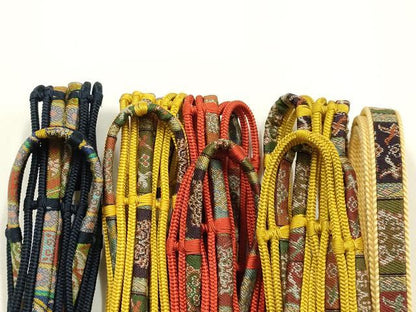 平和屋着物●和装小物　上質な帯締め5本セット　四代 藤三郎紐　龍村裂　金糸　逸品　　全て未使用　AABH4328ay