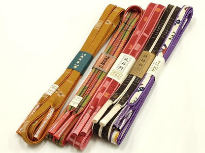 平和屋着物●和装小物　上質な帯締め5本セット　琉球絣　紅型　逸品　全て未使用　AABH4329ay
