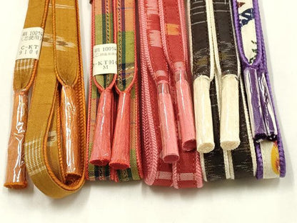 平和屋着物●和装小物　上質な帯締め5本セット　琉球絣　紅型　逸品　全て未使用　AABH4329ay