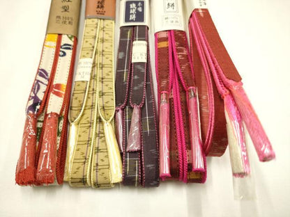 平和屋着物●和装小物　上質な帯締め5本セット　琉球絣　紅型　逸品　全て未使用　AABH4330ay