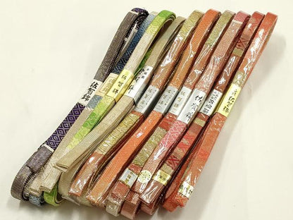 平和屋着物●和装小物　上質な帯締め10本セット　本場筑前博多織　佐賀錦　金銀糸　逸品　全て未使用　AABH4331ay