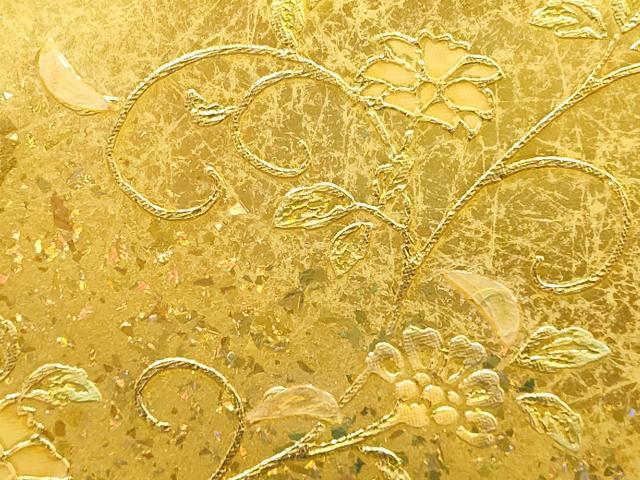 平和屋着物▼和装小物　和装バッグ　ハンドバッグ　花柄　金銀彩　逸品　AABH4358ay