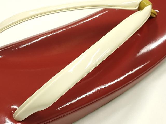 平和屋着物●和装小物　和装草履　伊と忠　赤×白　本革製品　逸品　未使用　AABH4389ay