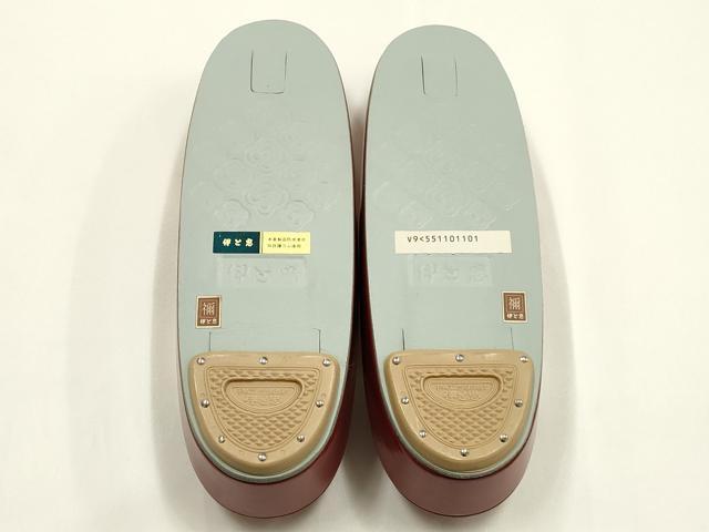 平和屋着物●和装小物　和装草履　伊と忠　赤×白　本革製品　逸品　未使用　AABH4389ay