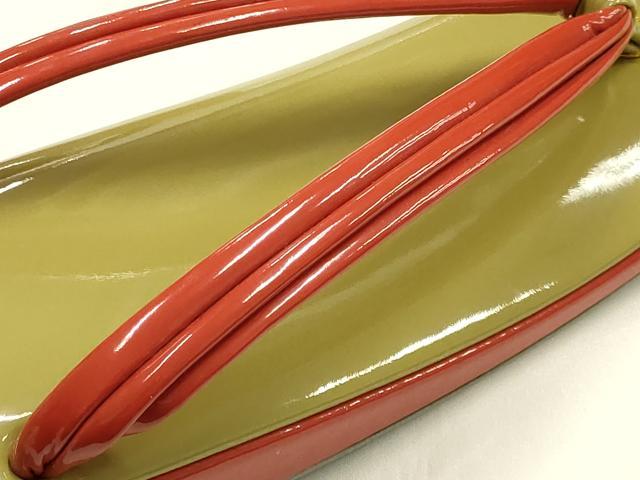 平和屋着物○和装小物 和装草履 伊と忠 カーキ×オレンジ 本革製品