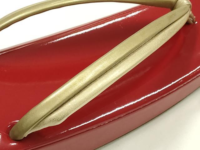 平和屋着物●和装小物　和装草履　伊と忠　赤×金　本革製品　逸品　未使用　AABH4391ay