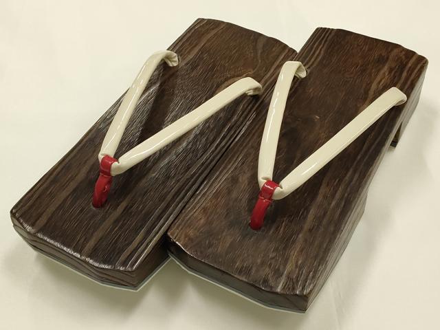 平和屋着物●男性　和装小物　下駄　伊と忠　鼻緒:白×赤　逸品　AABH4393ay