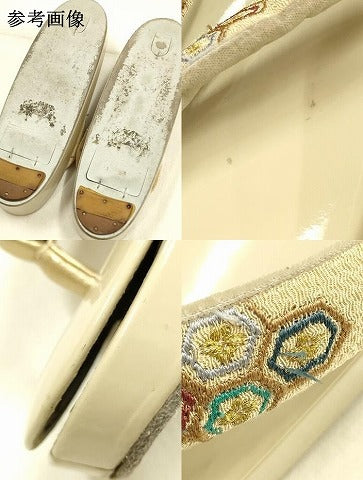 平和屋着物●和装小物　和装草履　刺繍　亀甲花文　金糸　逸品　AABH4396ay
