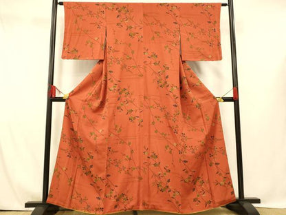 平和屋着物■上質な小紋 枝花文 正絹 逸品 AABH4408fw