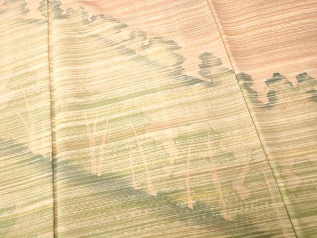 平和屋着物■訪問着 樹林横段文 ロング丈 正絹 逸品 AABH4409fw