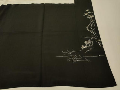 平和屋着物■豪華黒留袖 手描き 風景文 正絹 逸品 AABH4412fw