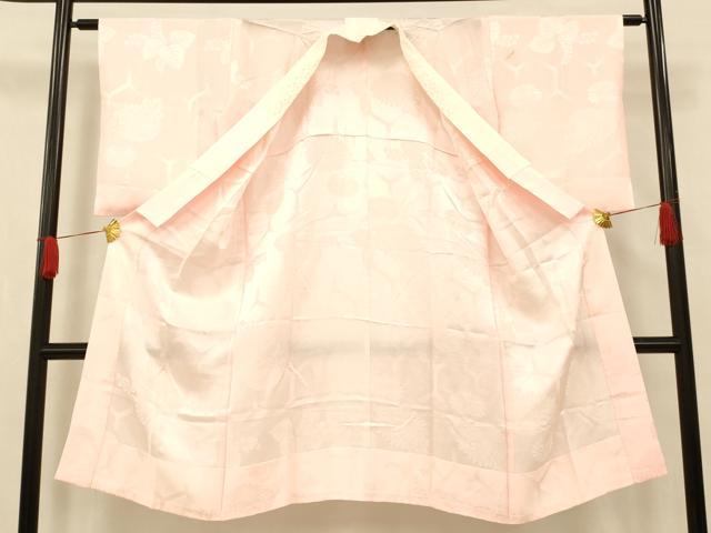 平和屋着物■長襦袢 無双仕立て 草花地紋 薄桜色 半衿刺繍 正絹 逸品 AABH4414fw