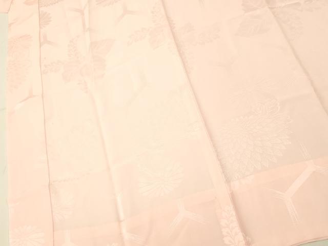 平和屋着物■長襦袢 無双仕立て 草花地紋 薄桜色 半衿刺繍 正絹 逸品 AABH4414fw
