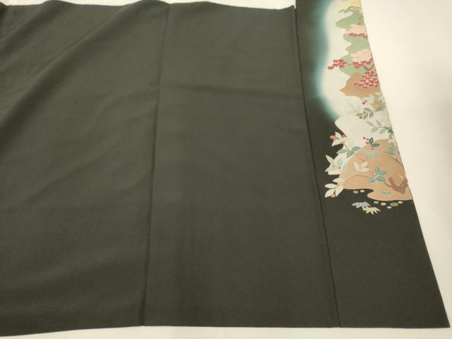 平和屋着物■豪華黒留袖　作家物　花鳥風景文　暈し染め　正絹　逸品　AABH4419fw