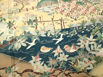 平和屋着物■豪華黒留袖　作家物　花鳥風景文　暈し染め　正絹　逸品　AABH4419fw