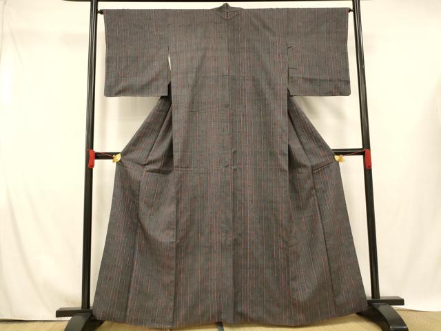 平和屋着物■上質な紬 縞 正絹 逸品 AABH4424fw