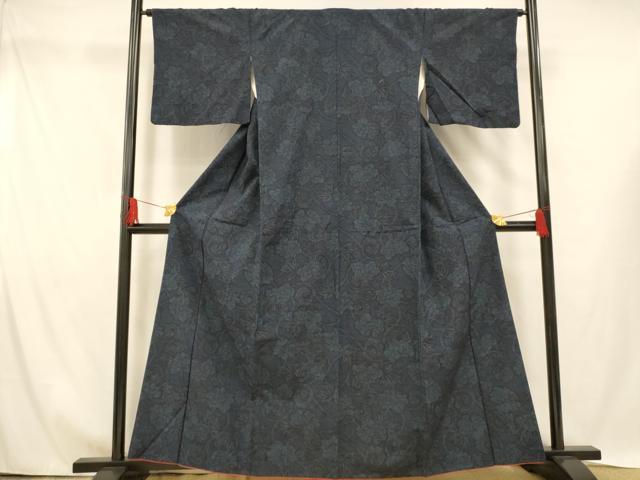 平和屋着物■上質な紬 更紗花文 正絹 逸品 AABH4426fw