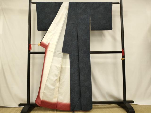 平和屋着物■上質な紬 更紗花文 正絹 逸品 AABH4426fw