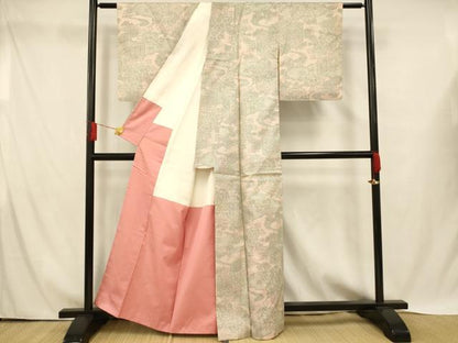 平和屋着物■本場染大島紬 草花流水文 正絹 逸品 AABH4427fw