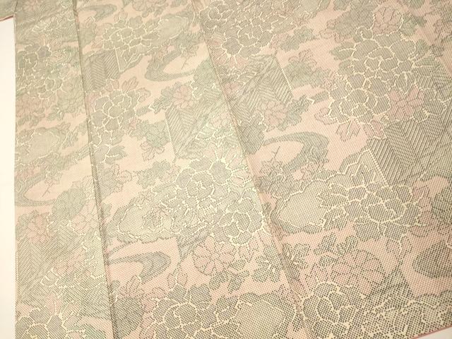 平和屋着物■本場染大島紬 草花流水文 正絹 逸品 AABH4427fw