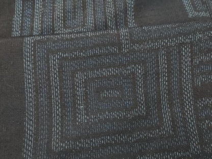 平和屋着物■上質な紬 格子 黒地 正絹 逸品 AABH4430fw