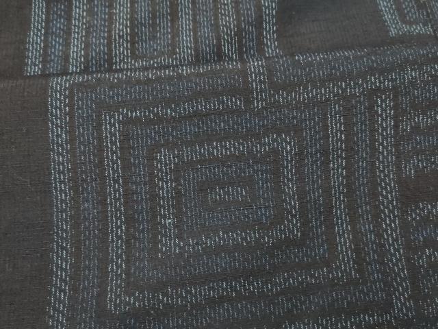 平和屋着物■上質な紬 格子 黒地 正絹 逸品 AABH4430fw