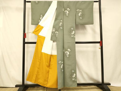 平和屋着物■小紋 草花文 洗える着物 AABH4440fw