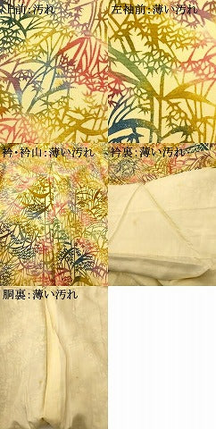 平和屋着物■上質な小紋 型染め 草花文 正絹 逸品 AABH4443fw
