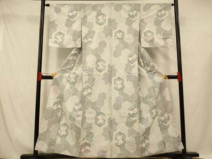 平和屋着物■本場染大島紬　亀甲舞花文　正絹　逸品　AABH4445fw