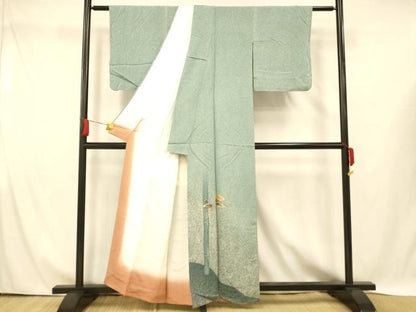 平和屋着物■豪華色留袖　刺繍　枝花竹文　たたき染め　金糸　正絹　逸品　AABH4447fw