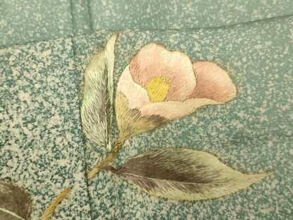 平和屋着物■豪華色留袖　刺繍　枝花竹文　たたき染め　金糸　正絹　逸品　AABH4447fw