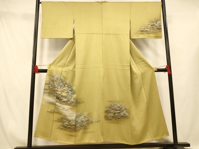 平和屋着物■訪問着 手描き 風景文 暈し染め 金銀彩 正絹 逸品 AABH4451fw