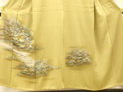 平和屋着物■訪問着 手描き 風景文 暈し染め 金銀彩 正絹 逸品 AABH4451fw