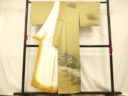 平和屋着物■訪問着 手描き 風景文 暈し染め 金銀彩 正絹 逸品 AABH4451fw