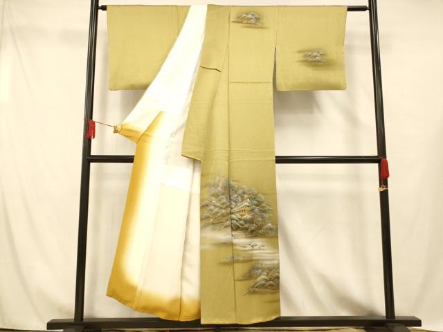 平和屋着物■訪問着 手描き 風景文 暈し染め 金銀彩 正絹 逸品 AABH4451fw