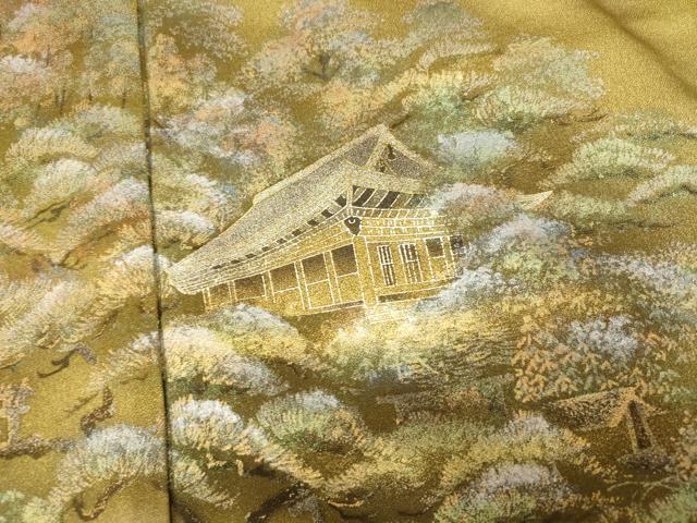 平和屋着物■訪問着 手描き 風景文 暈し染め 金銀彩 正絹 逸品 AABH4451fw
