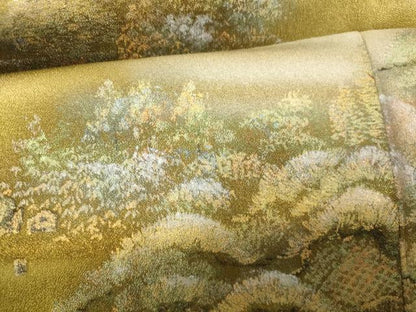 平和屋着物■訪問着 手描き 風景文 暈し染め 金銀彩 正絹 逸品 AABH4451fw
