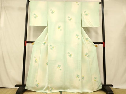平和屋着物■上質な小紋 地紋起こし 霞草花文 暈し染め 正絹 逸品 AABH4455fw
