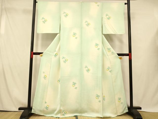 平和屋着物■上質な小紋 地紋起こし 霞草花文 暈し染め 正絹 逸品 AABH4455fw