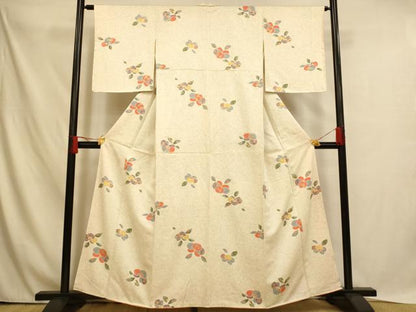 平和屋着物■上質な小紋　吉祥椿文　金彩　正絹　逸品　AABH4462fw