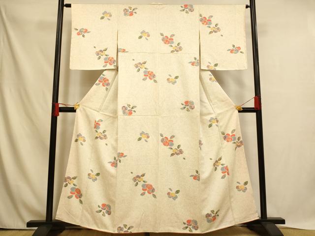 平和屋着物■上質な小紋　吉祥椿文　金彩　正絹　逸品　AABH4462fw