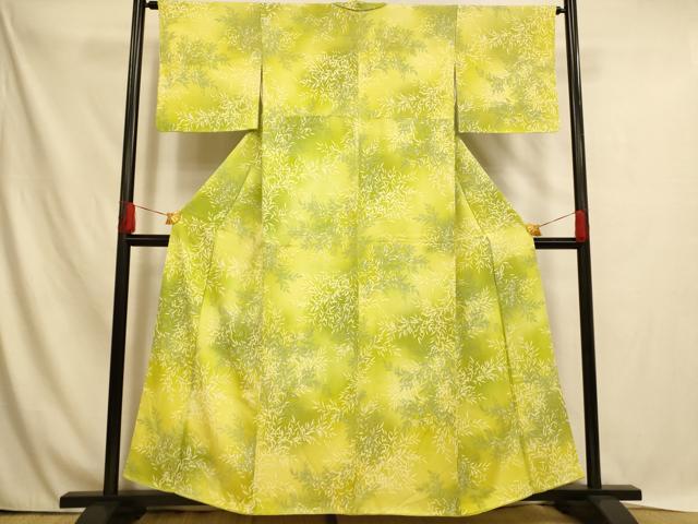 平和屋着物■上質な小紋　霞笹竹文　暈し染め　正絹　逸品　AABH4468fw