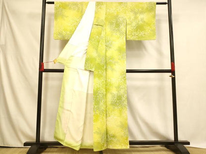 平和屋着物■上質な小紋　霞笹竹文　暈し染め　正絹　逸品　AABH4468fw