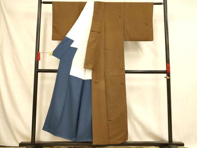 平和屋着物■上質な小紋　刺繍　幾何学文様　正絹　逸品　AABH4472fw