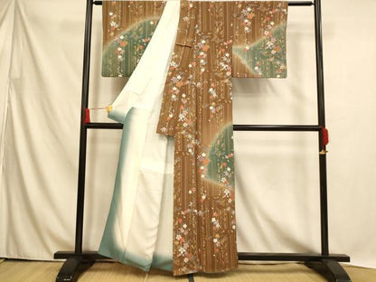 平和屋着物■訪問着　枝垂れ花霞文　暈し染め　金彩　鬼しぼ縮緬　正絹　逸品　AABH4473fw