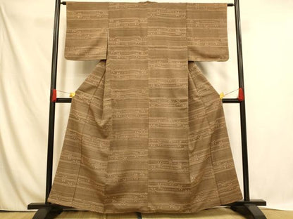 平和屋着物■上質な小紋　横段文　正絹　逸品　未使用　AABH4474fw