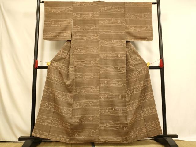 平和屋着物■上質な小紋　横段文　正絹　逸品　未使用　AABH4474fw